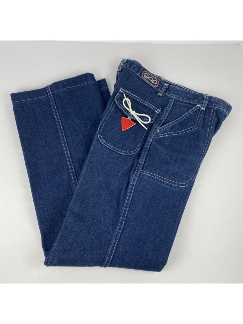 VTG 80s Style Jrs / Womens High Rise Size 7 Wide Leg Deep Pocket Tie Back Pocket